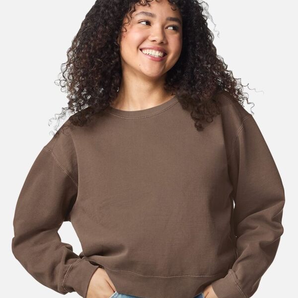 Women's Garment-Dyed Mid-Length Crewneck Sweatshirt Thumbnail