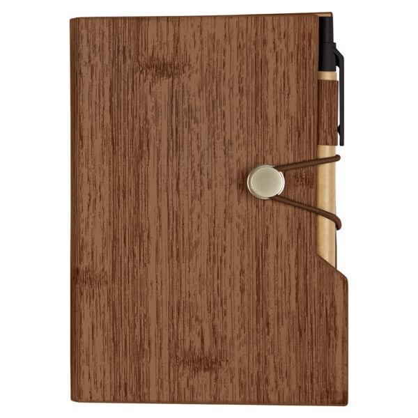 Woodgrain Look Notebook With Sticky Notes And Flags Thumbnail